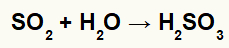 Equação representando a formação do ácido sulfuroso.