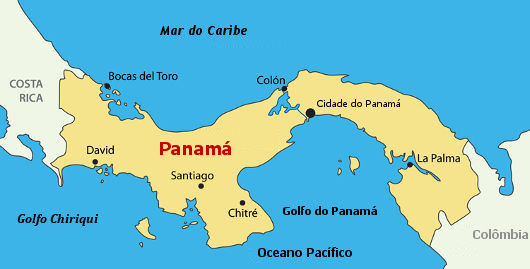 Representação do Istmo do Panamá, a faixa mais estreita do continente americano