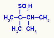 Fórmula estrutural de um ácido sulfônico com seis átomos de carbono