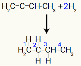 Reação de hidrogenação em um alcadieno acumulado