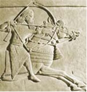 Alto-relevo do rei assírio Assurbanipal em blocos de argila com palha