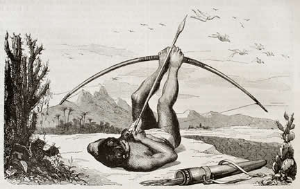 Representação de um índio utilizando uma de suas armas