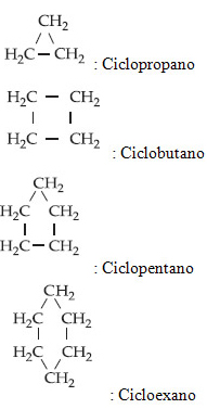 Exemplos de ciclanos e suas nomenclaturas