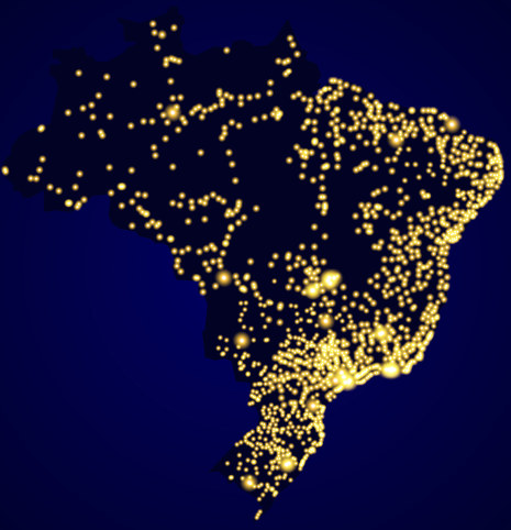 As regiões brasileiras têm diferentes populações relativas, pois a população brasileira está distribuída de forma desigual no território