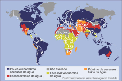 Mapa da disponibilidade de água pelo mundo *