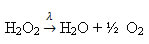 Equação química com símbolo de presença de luz