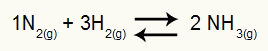 Equação que representa a formação da substância NH3