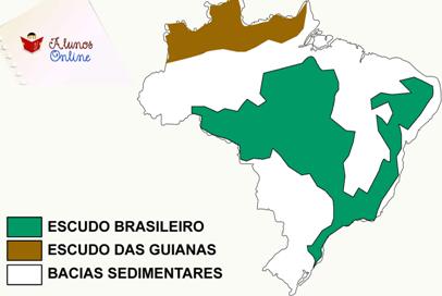 Mapa de localização e distribuição da estrutura geológica do Brasil