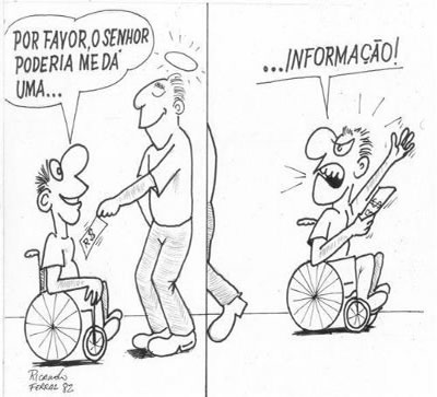 Cartum de Ricardo Ferraz – cartunista capixaba, de Cachoeiro do Itapemirim, fundador da Associação Capixaba de Pessoas com Deficiência