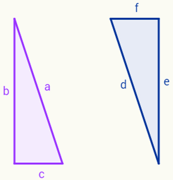 Dois triângulos com lados e ângulos correspondentes