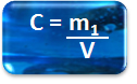 Fórmula da concentração comum de uma solução