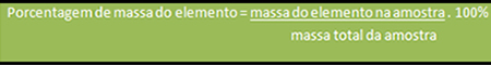 Fórmula matemática da porcentagem em massa de cada elemento na amostra