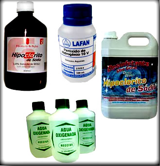 Os principais alvejantes são o hipoclorito de sódio e o peróxido de hidrogênio