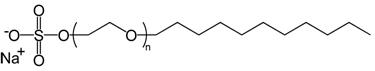 Representação da estrutura química de um dos principais detergentes, o lauril sulfato de sódio.