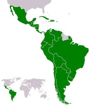 Mapa com os países-membros da América Latina