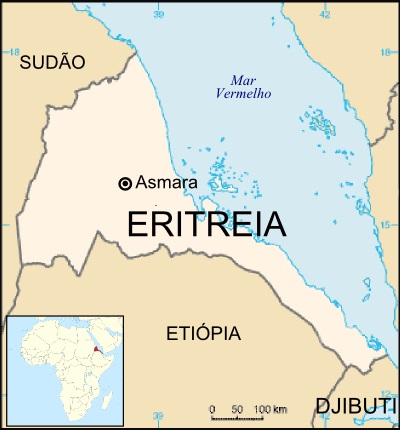 Mapa de localização do território da Eritreia 