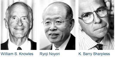 William S. Knowles, Ryoji Noyori e K. Barry Sharpless, ganhadores do prêmio Nobel de Química de 2001