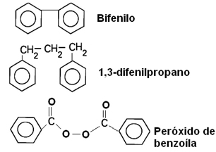 Exemplos de hidrocarbonetos aromáticos com núcleos isolados