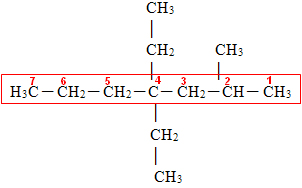 Numeração de cadeia principal em molécula ramificada