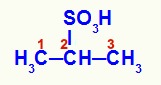 Numeração dos carbonos da cadeia do ácido sulfônico a partir do lado esquerdo
