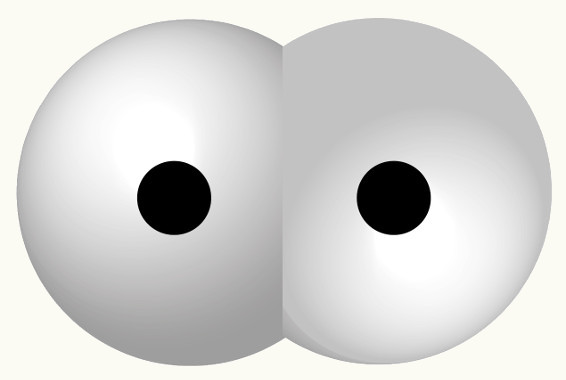 Representação da interpenetração de dois orbitais incompletos do tipo s