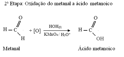 Oxidação do metanal a ácido metanoico