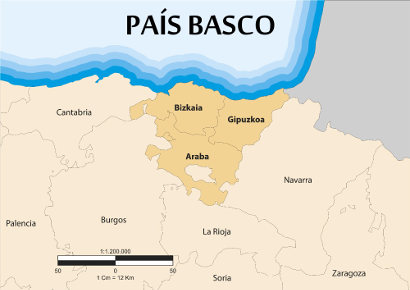 Mapa de localização da província do País Basco na Espanha