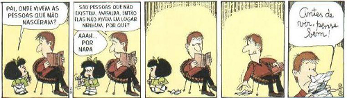 Com perguntas desconcertantes, Mafalda nunca estava satisfeita com as respostas que os adultos ofereciam