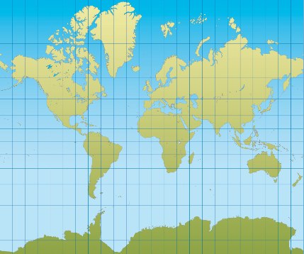 Mapa-múndi na projeção de Mercator