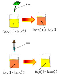 Visualização do deslocamento do equilíbrio em meio aquoso.
