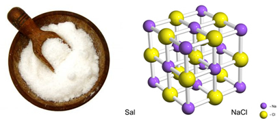 O sal é um composto iônico sólido e cristalino