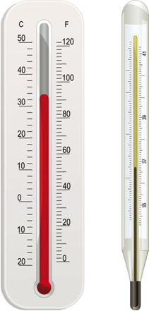 Termômetros com graduação na escala Celsius e Fahrenheit