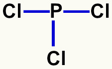Fórmula estrutural do tricloreto de fósforo