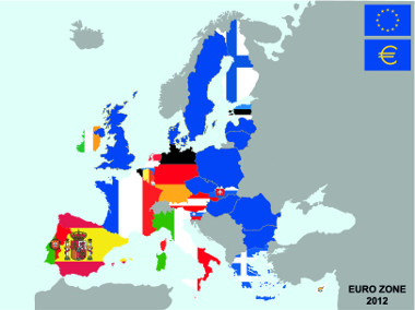 Mapa dos países que adotaram o euro como moeda oficial